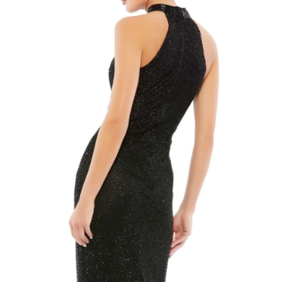 MAC DUGGAL 5531 EMBELLISHED HALTER NECK BLACK SHEATH DRESS sz 8 - Picture 2 of 6